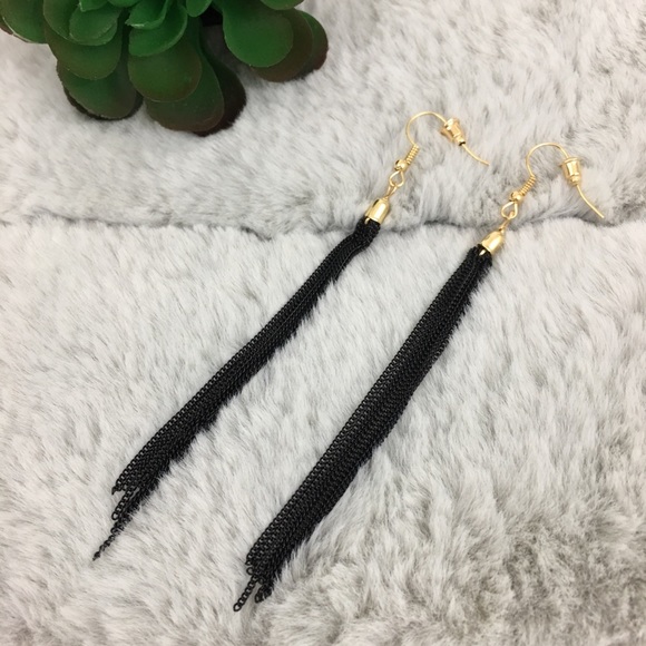Korean style earrings set tassel long dangle drop - Picture 4 of 8